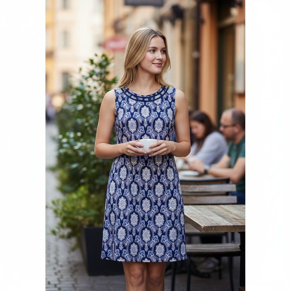 Talbots Womens Navy Pink Paisley Medallion Shift Dress Size 14 NWT 52461743